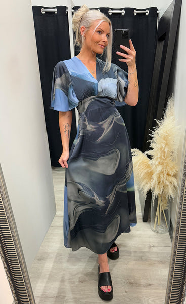 Gisela dress - grey/blue wave