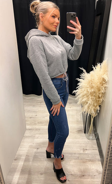 Jessa crop peysa - grey