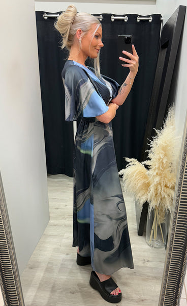 Gisela dress - grey/blue wave