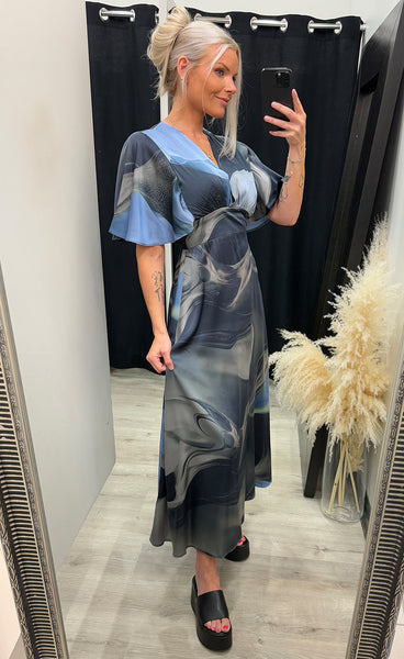 Gisela dress - grey/blue wave