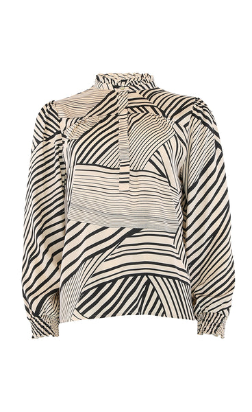Asta graphic blouse - sand/black