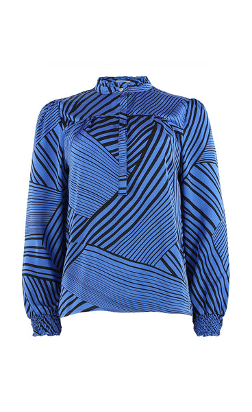 Asta graphic blouse - blue/black