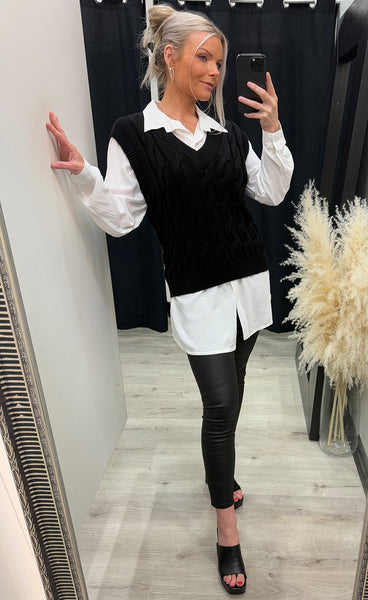 Raven knit vest - black