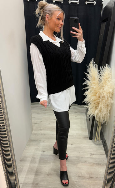 Raven knit vest - black