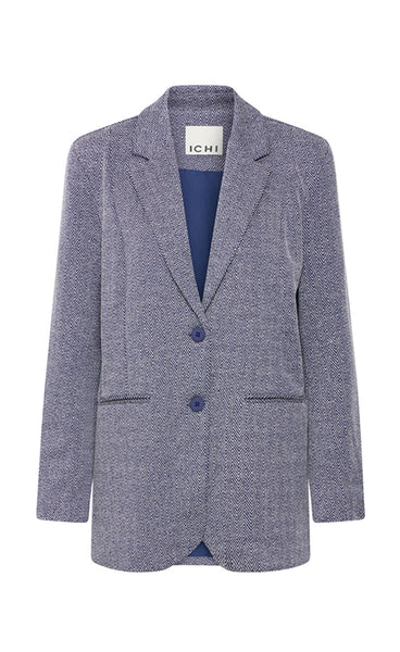 Kate jacquard oversize blazer - blue herringbone
