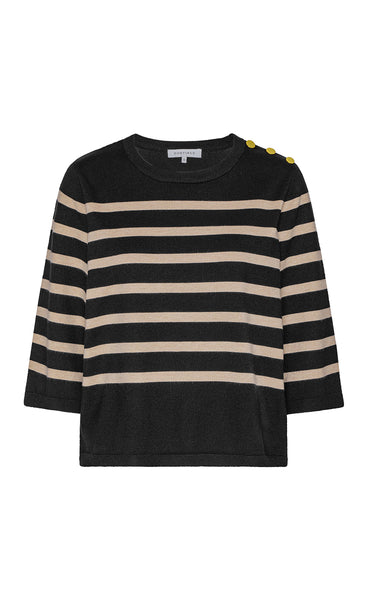 Mila stripe pullover - black/sand