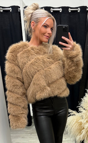 Bianca loðjakki - camel