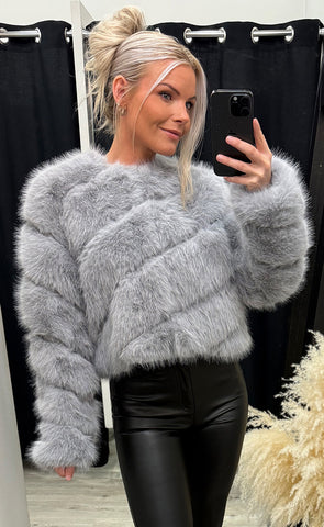 Bianca loðjakki - grey