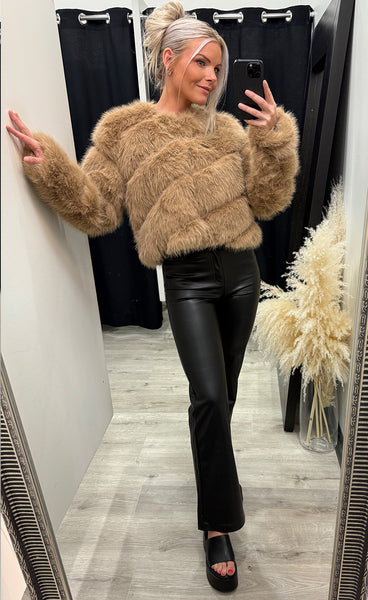 Bianca loðjakki - camel