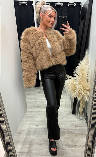 Bianca loðjakki - camel