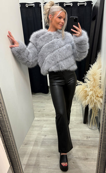 Bianca loðjakki - grey