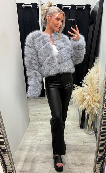 Bianca loðjakki - grey