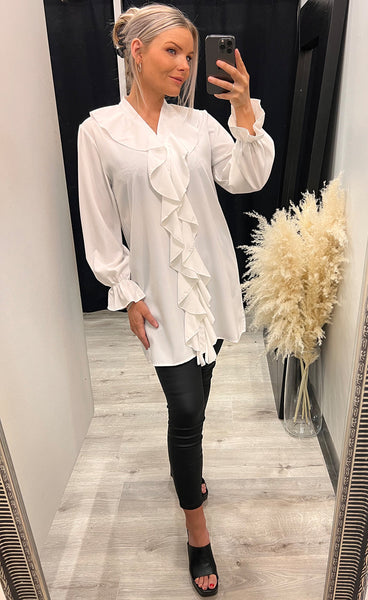 Kate ruffle shirt - white