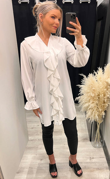 Kate ruffle shirt - white
