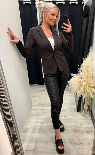 Kate jacquard blazer 4 - brown herringbone