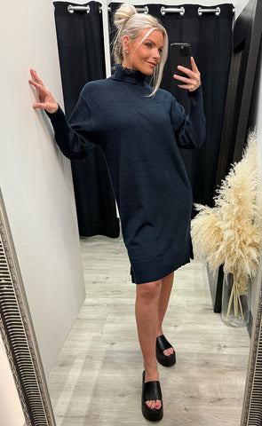Steffi rollneck dress - navy melange