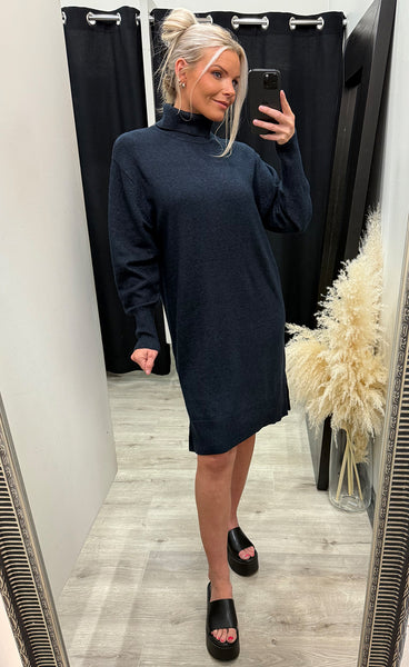 Steffi rollneck dress - navy melange