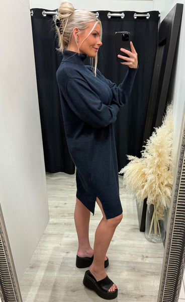 Steffi rollneck dress - navy melange