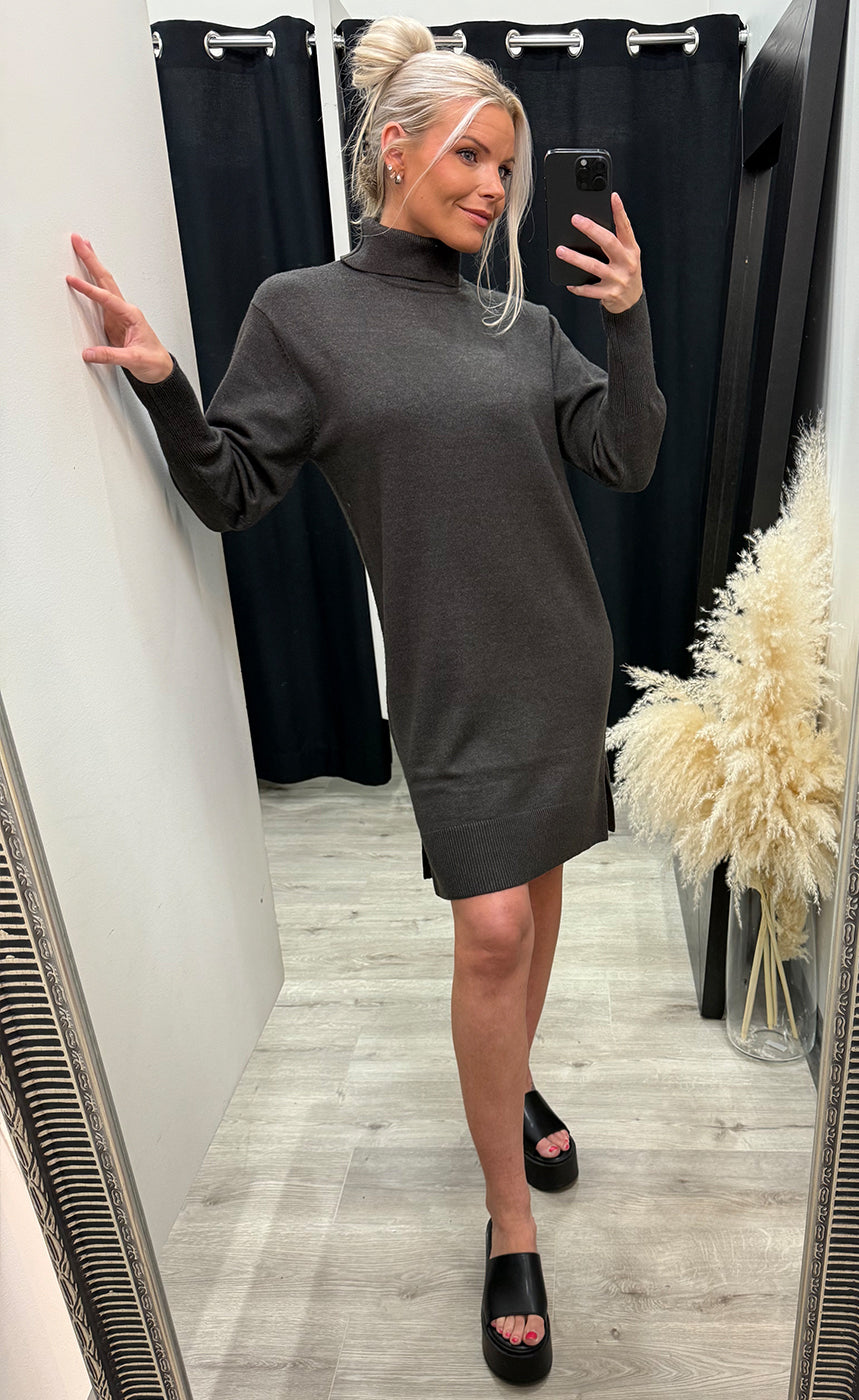 Steffi rollneck dress - grey melange
