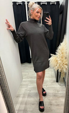 Steffi rollneck dress - grey melange
