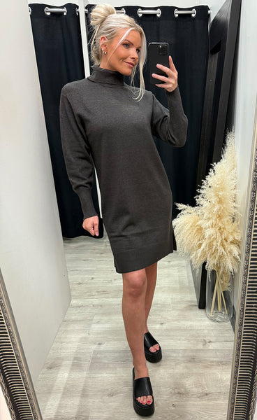 Steffi rollneck dress - grey melange