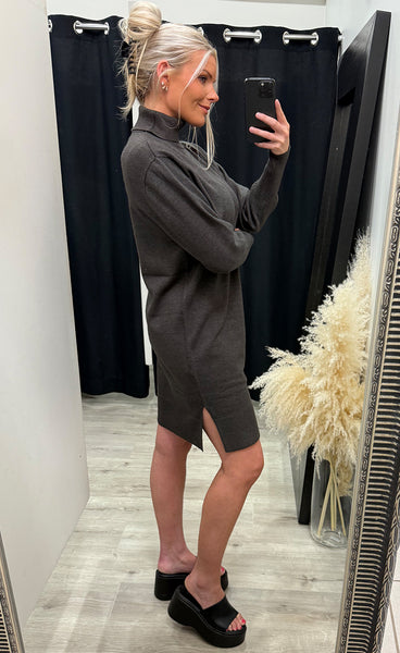Steffi rollneck dress - grey melange