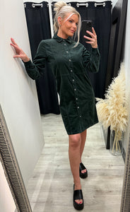Sally placket dress - jet green