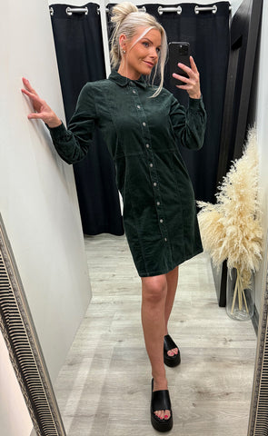 Sally placket dress - jet green