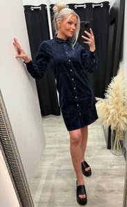 Sally placket dress - dark sapphire