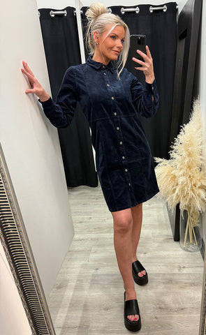 Sally placket dress - dark sapphire