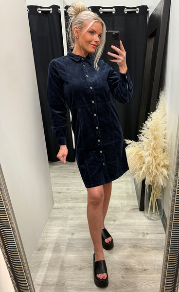 Sally placket dress - dark sapphire