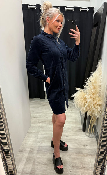 Sally placket dress - dark sapphire