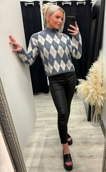 Nafta argyle jumper - stormy weather melange
