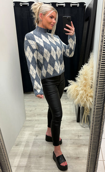 Nafta argyle jumper - stormy weather melange