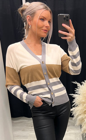 Sara striped cardigan - frost grey