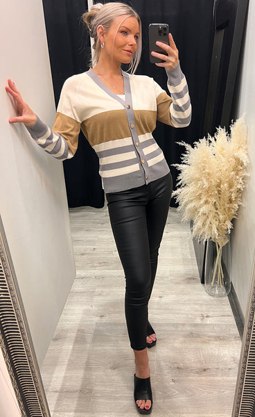 Sara striped cardigan - frost grey