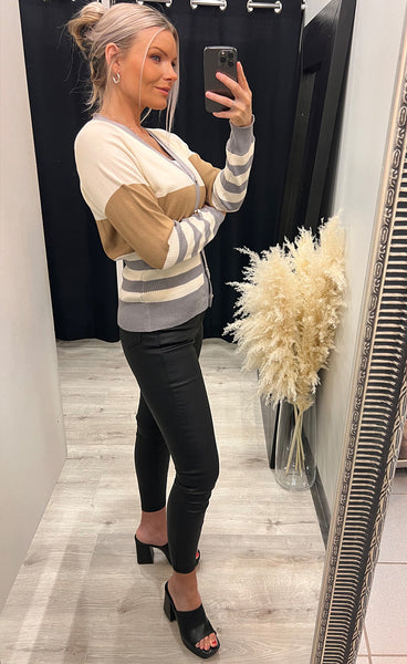 Sara striped cardigan - frost grey