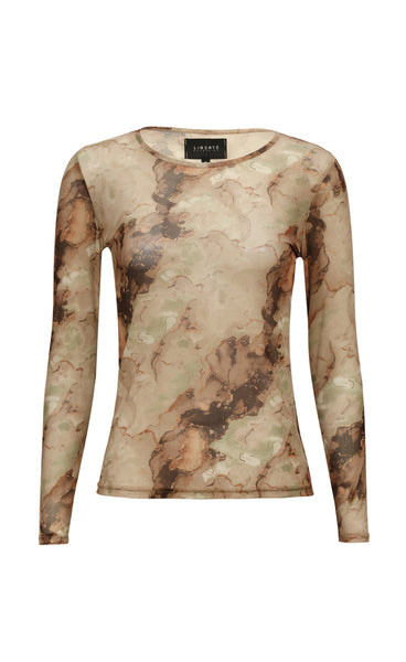 LIBERTÉ mesh t-shirt - brown gold marble