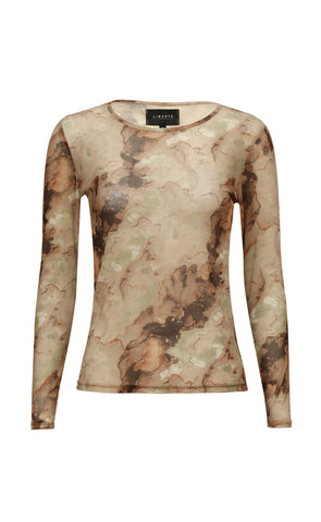 LIBERTÉ mesh t-shirt - brown gold marble