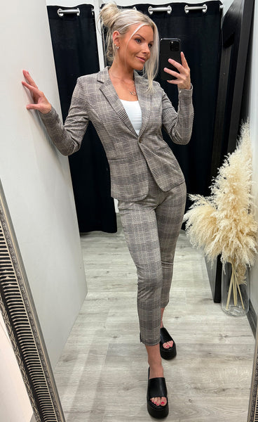 Manse check blazer - natural/black check