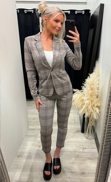 Manse check blazer - natural/black check