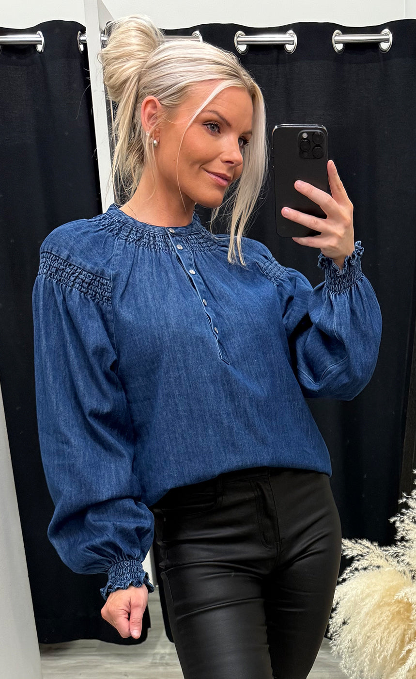 Malia blouse - dark blue denim
