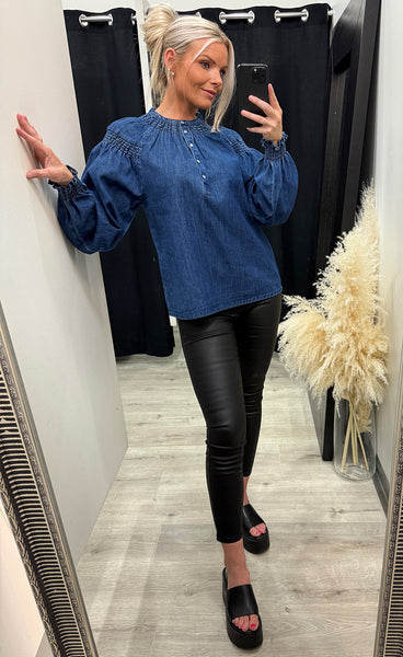 Malia blouse - dark blue denim