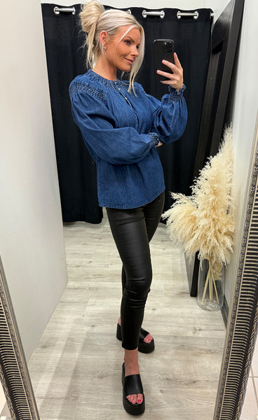 Malia blouse - dark blue denim