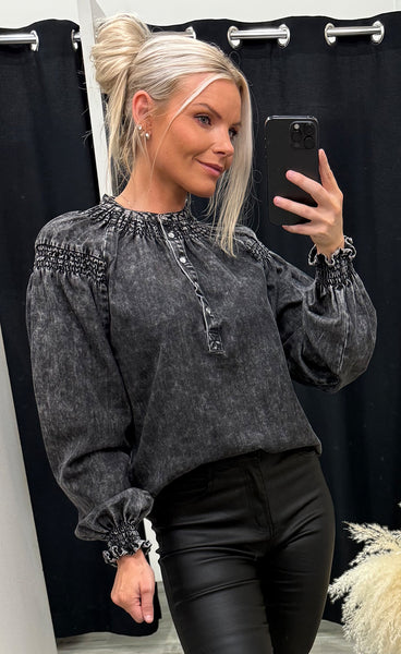 Malia blouse - black denim
