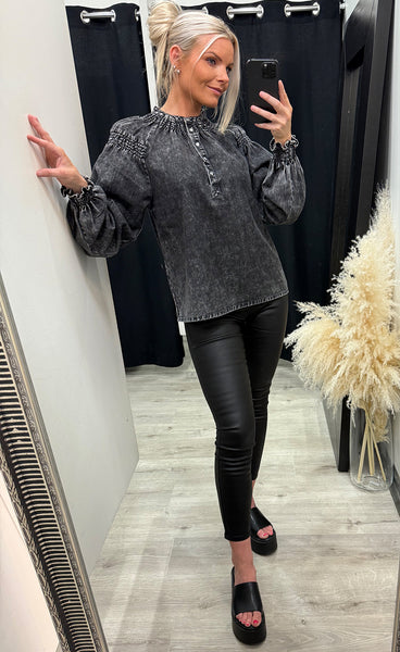 Malia blouse - black denim