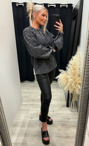 Malia blouse - black denim