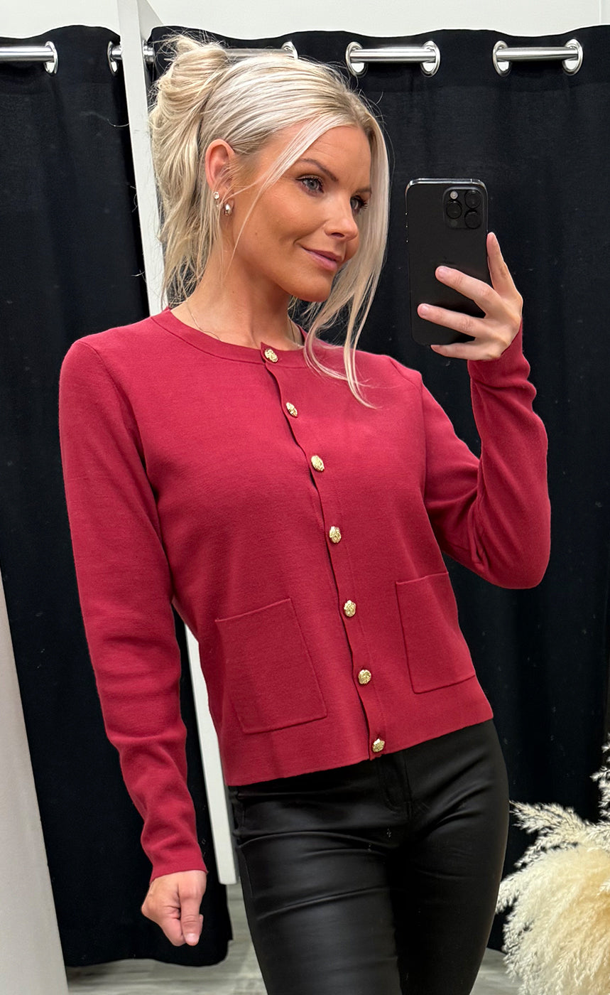 Sara short cardigan - chili pepper