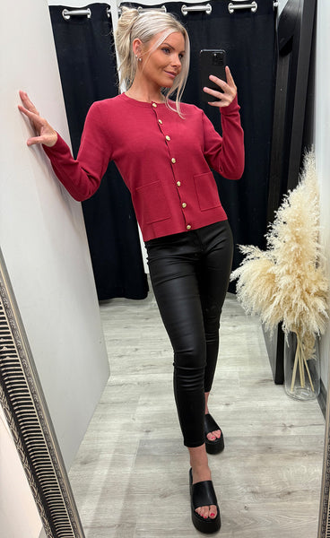 Sara short cardigan - chili pepper