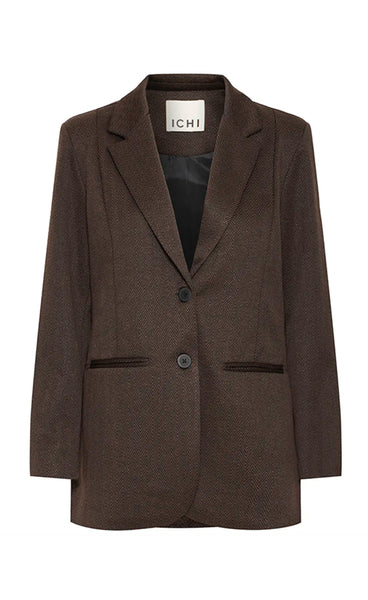 Kate jacquard oversize blazer - black/brown herringbone